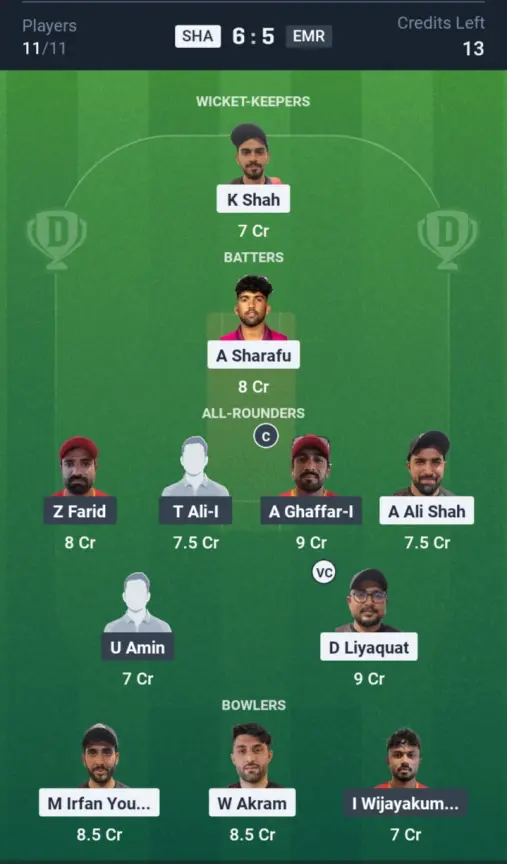 SHA vs EMR Grand League Team