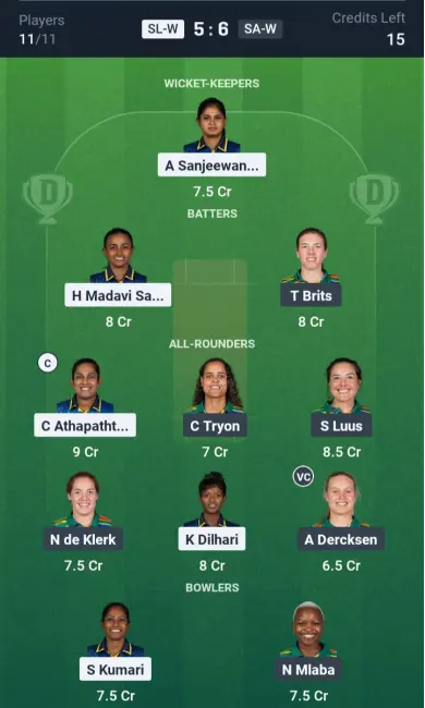 SL-W vs SA-W Grand League Team