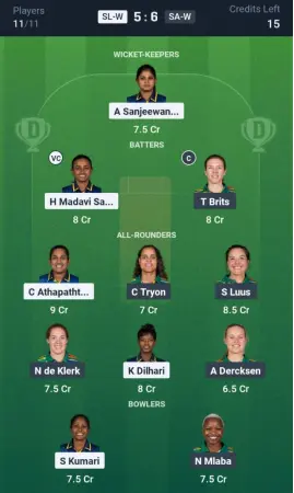 SL-W vs SA-W Small League Team