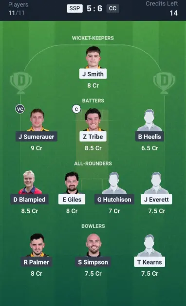 SSP vs CC Grand League Team
