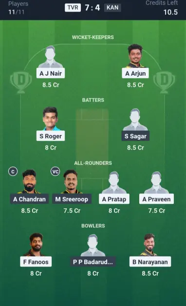 TVR vs KAN Grand League Team
