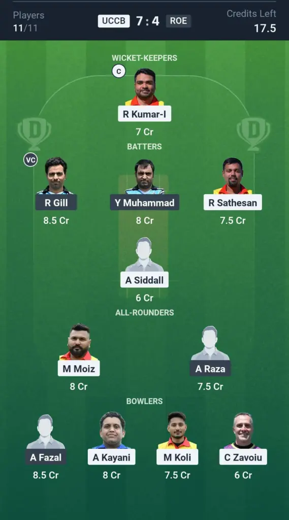 UCCB vs ROE Grand League Team