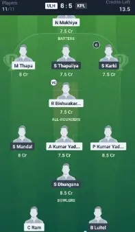 ULH vs KPL SL Team