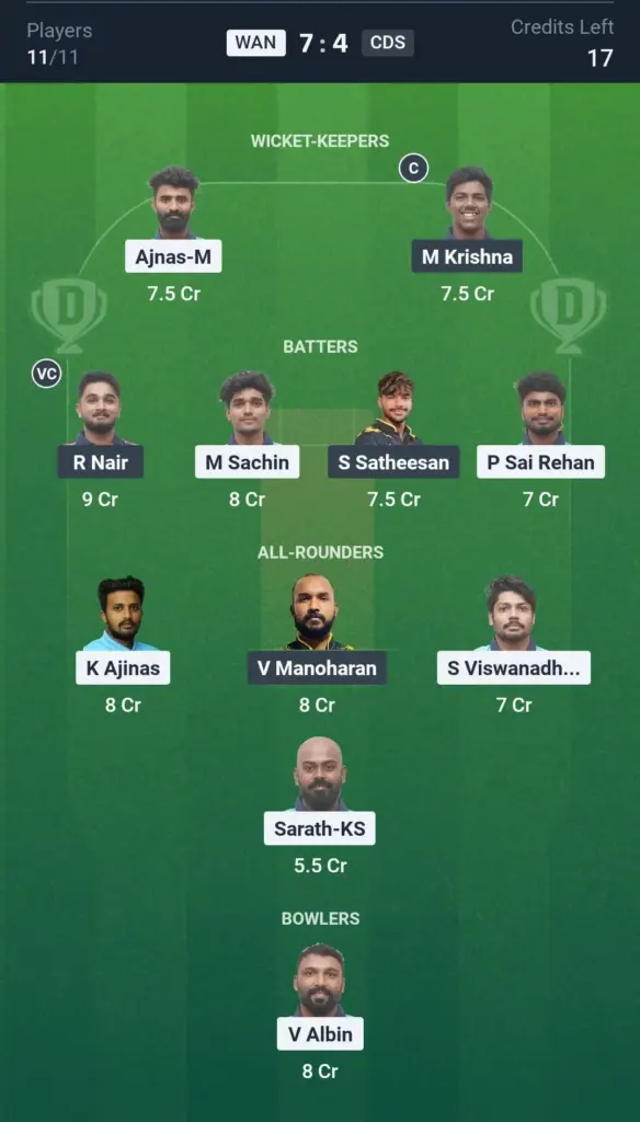 WAN vs CDS Grand League Team