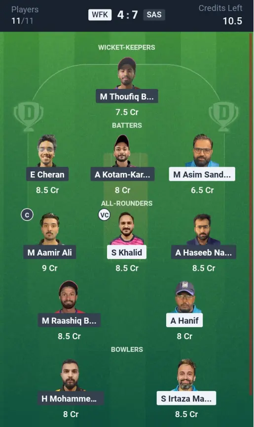 WFK vs SAS Grand League Team