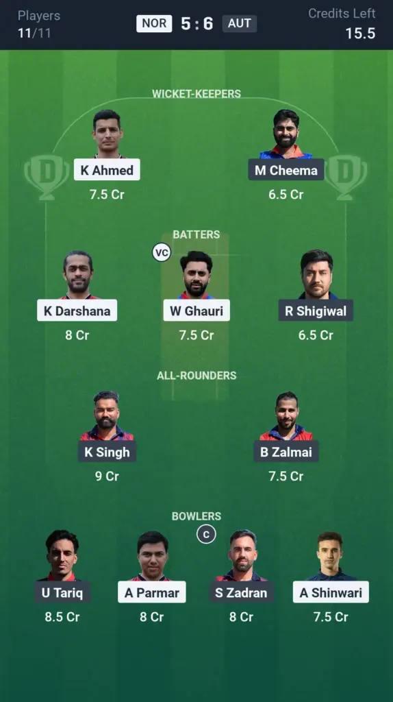 AUT vs NOR Grand League Team