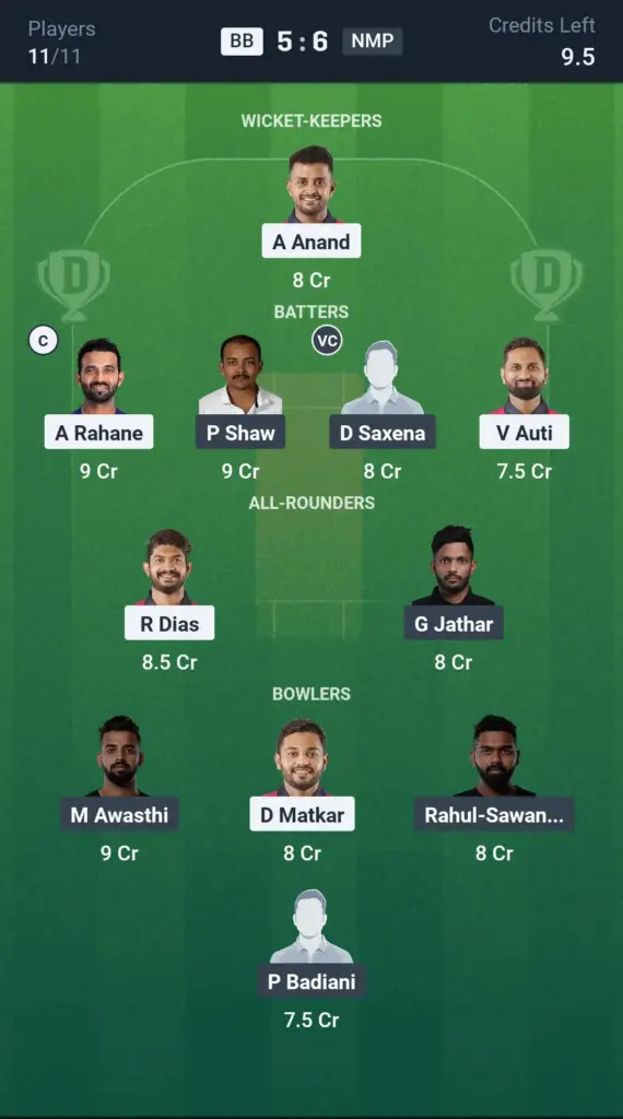 BB vs NMP SL team
