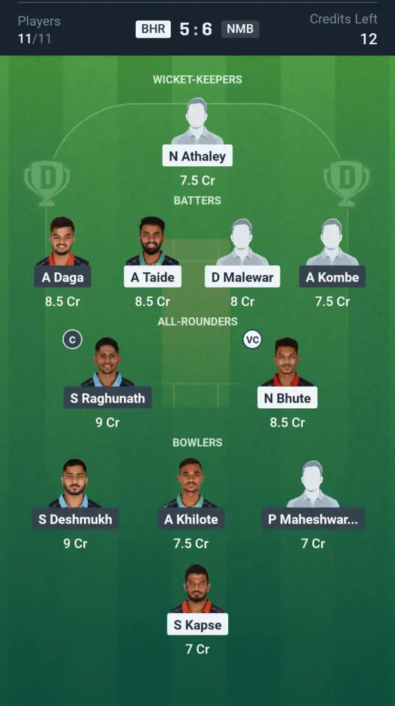 BHR vs NMB Grand League Team