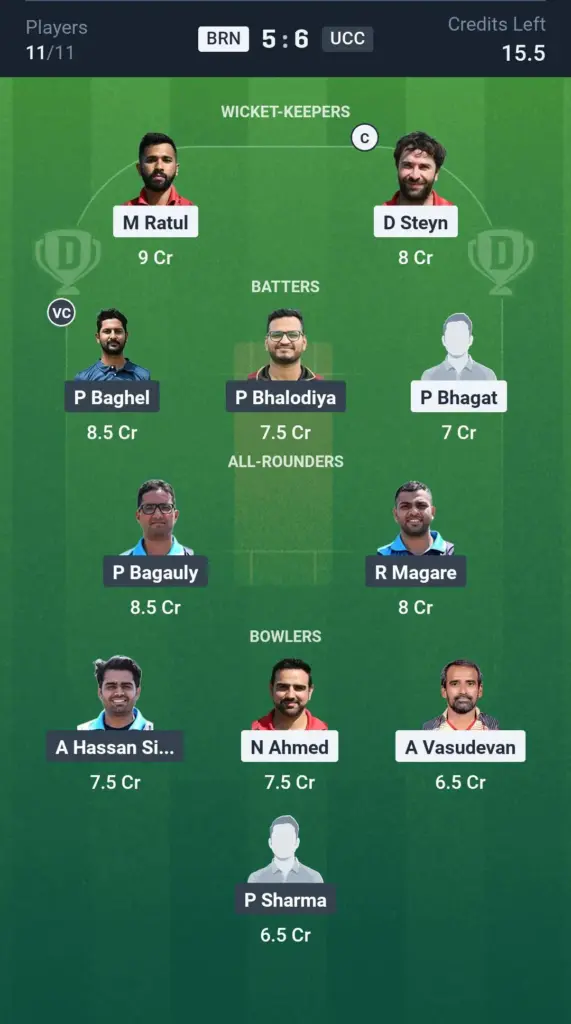 BRN vs UCC SL Team