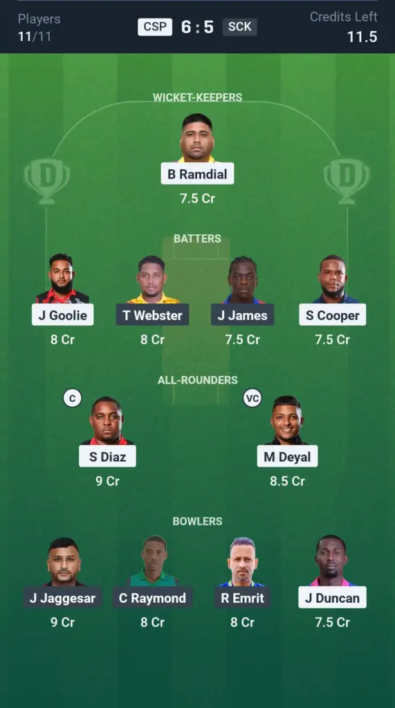 CSP vs SCK Grand League Team