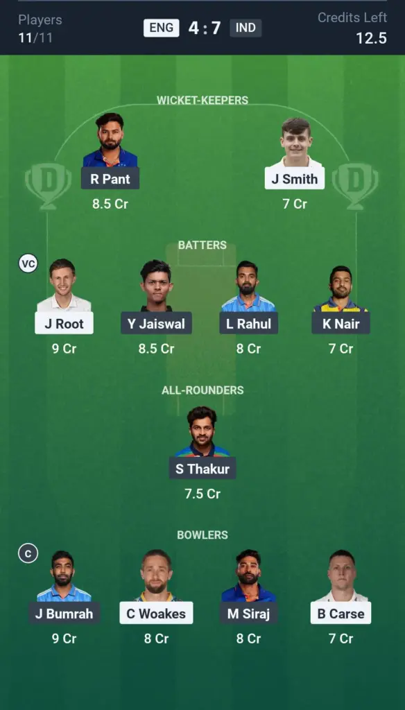ENG vs IND SL team