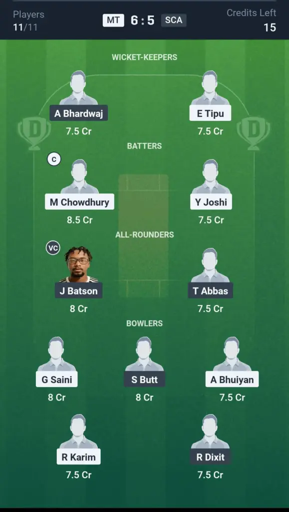 MT vs SCA Grand League Team