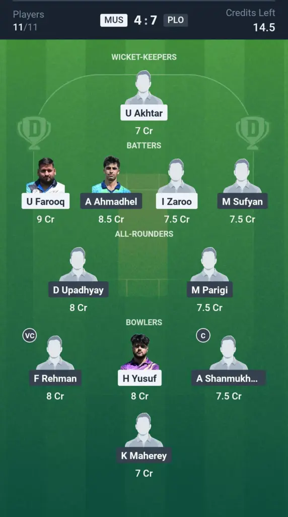MUS vs PLO Grand League Team