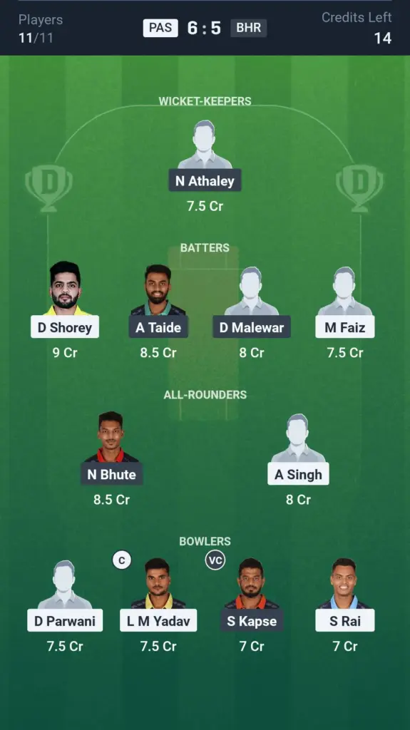 PAS vs BHR Small League Team