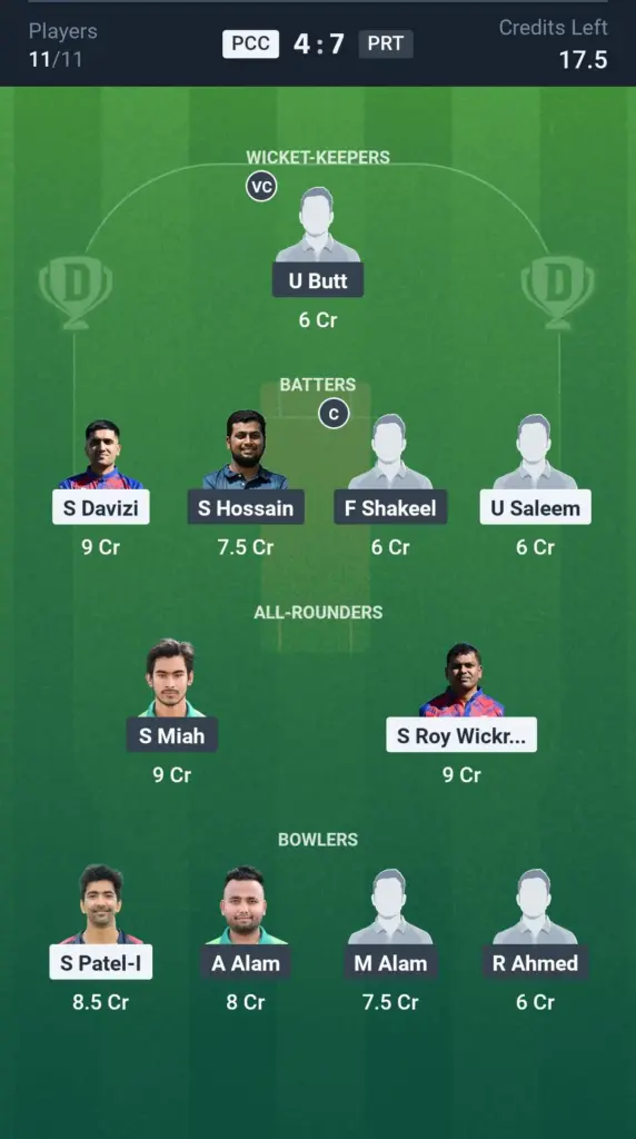 PCC vs PRT SL Team