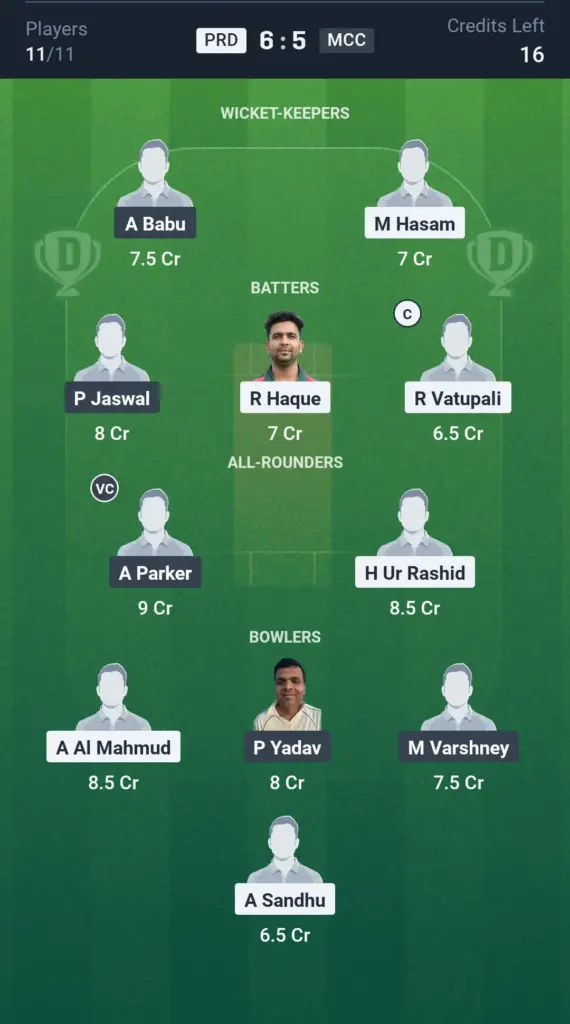 PRD vs MCC Grand League Team
