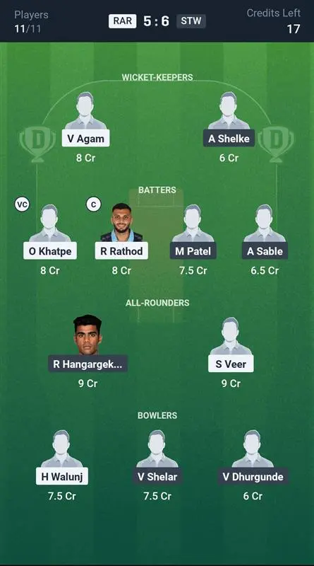 RAR vs STW Small League Team