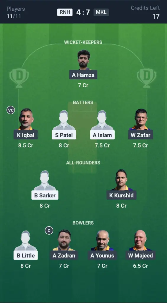 RNH vs MKL Small League Team