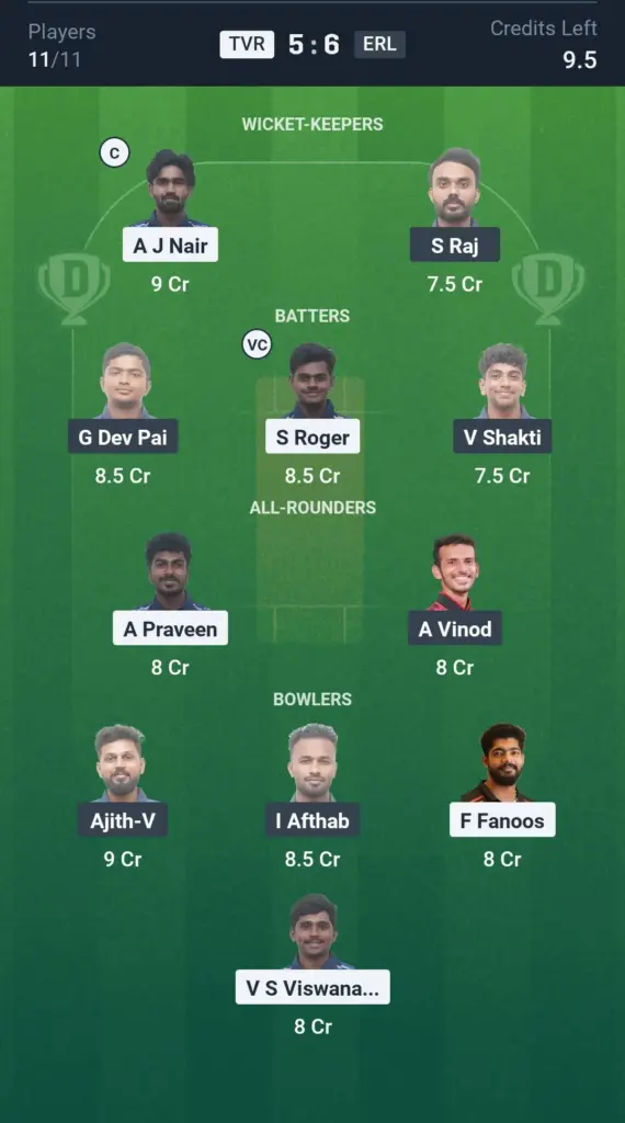 TVR vs ERL Grand League Team