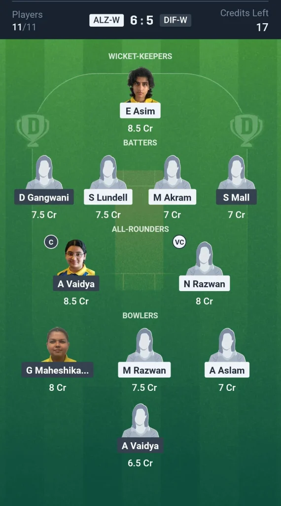 ALZ-W vs DIF-W Grand League Team