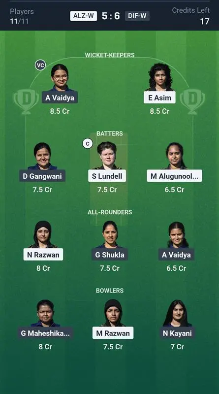 ALZ-W vs DIF-W Small League Team