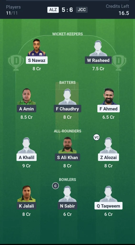 ALZ vs JCC Grand League Team