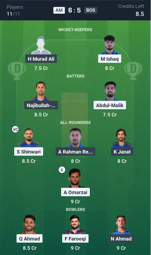 AM vs BOS Grand League Team