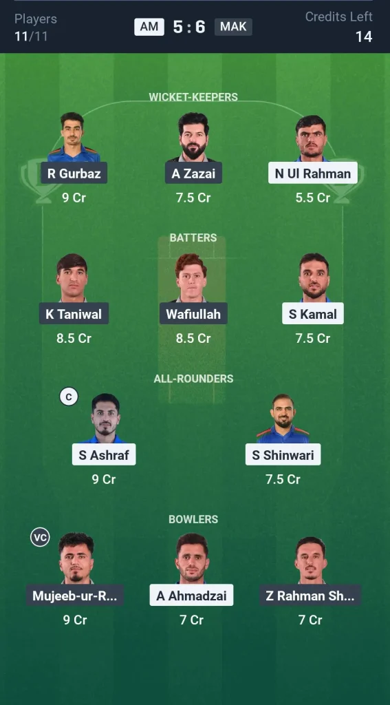 AM vs MAK Grand League Team