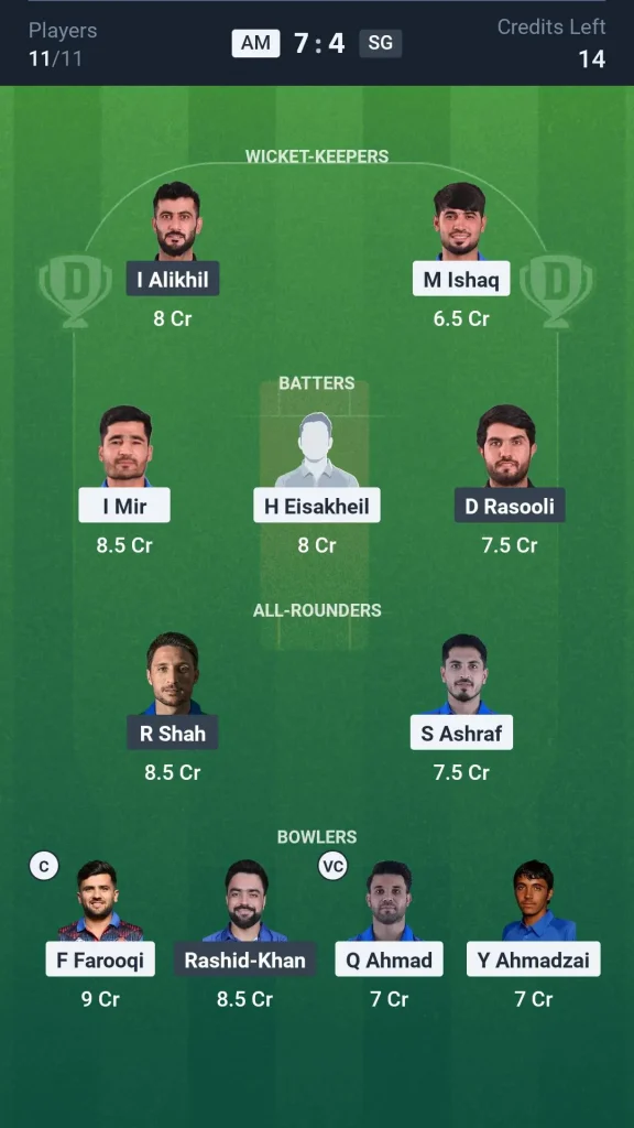 AM vs SG Grand League Team