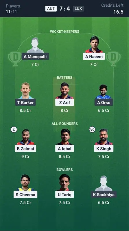 AUT vs LUX Small League Team