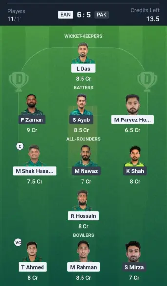 BAN vs PAK Small League Team 