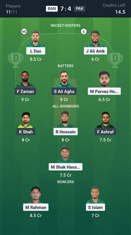 BAN vs PAK Small League Team