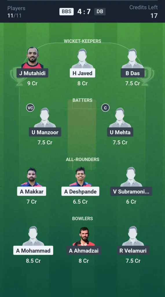 BBS vs DB Grand League Team