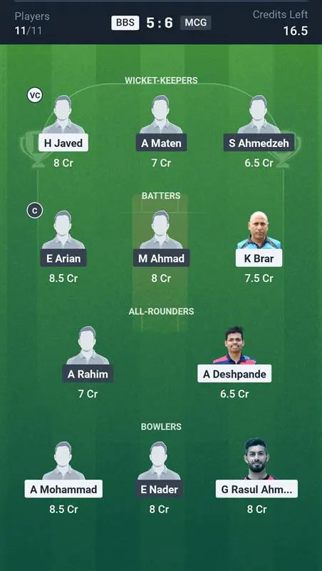 BBS vs MCG Small League Team