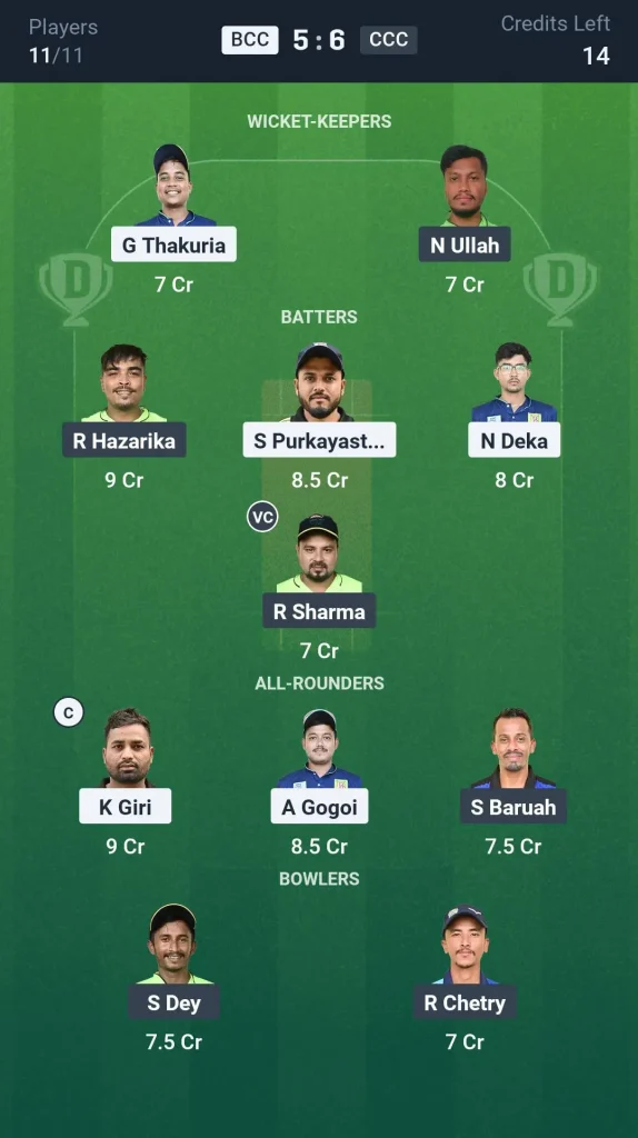 BCC vs CCC Grand League Team
