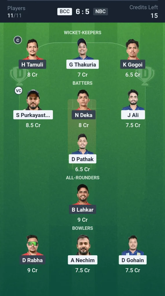 BCC vs NBC Grand League Team