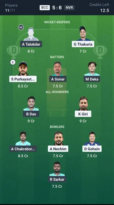 BCC vs NVR Small League Team