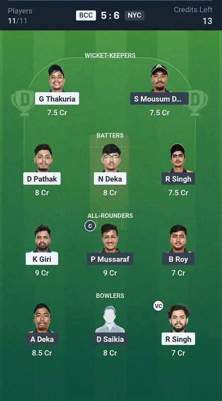 BCC vs NYC Grand League Team
