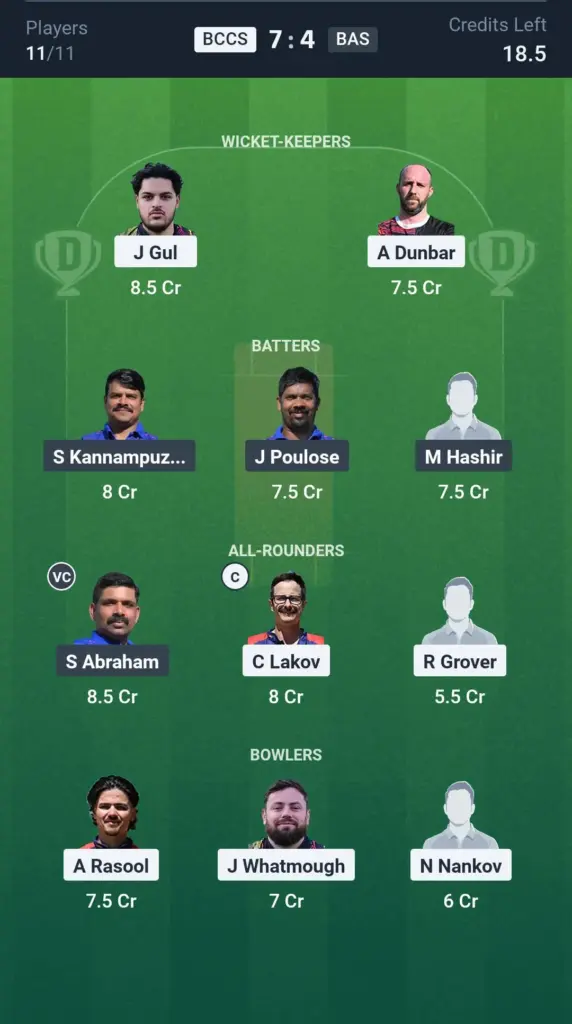 BCCS vs BAS Grand League Team