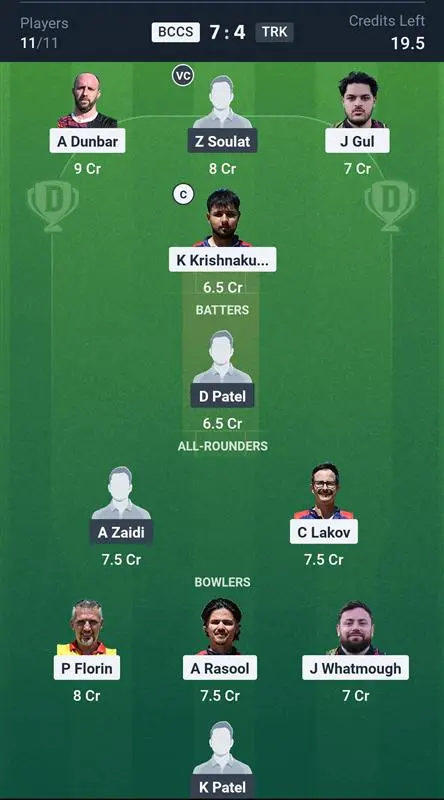 BCCS vs TRK Small League Team