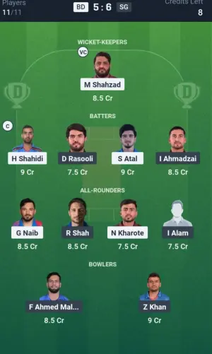 BD vs SG Grand League Team