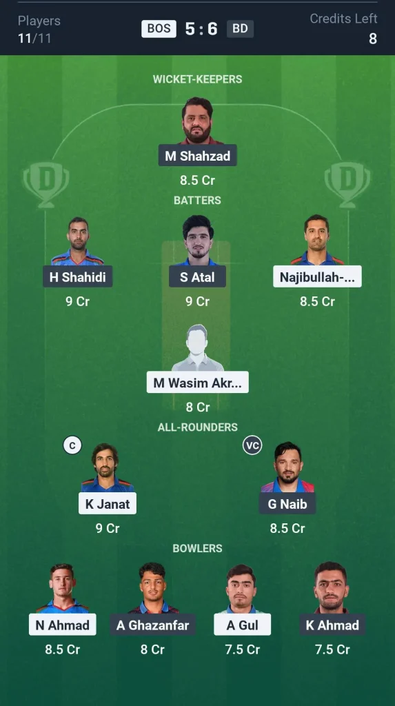 BOS vs BD Grand League Team