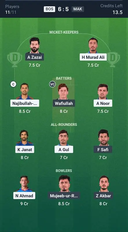 BOS vs MAK Small League Team