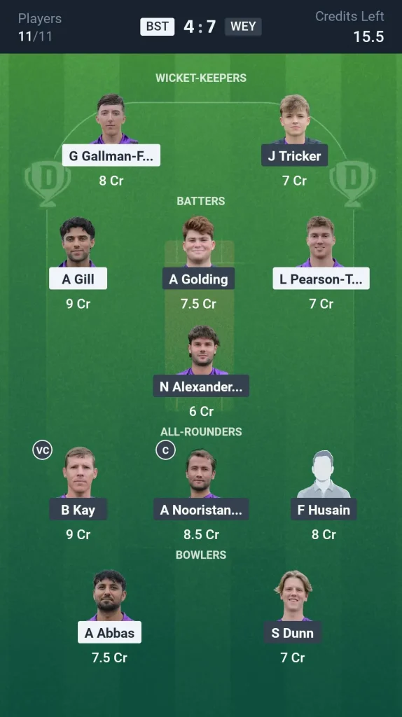 BST vs WEY Grand League Team