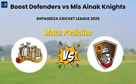 Who will Win Boost Defenders vs Mis Ainak Knights? Match Prediction – SHPAGEEZA CRICKET LEAGUE 2025 Boost Defenders vs Mis Ainak Knights Match Prediction