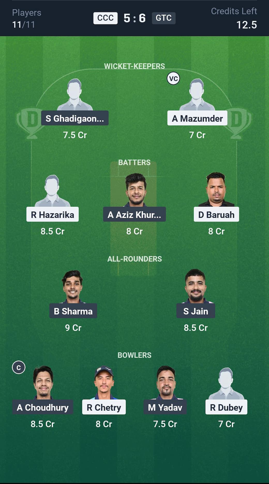 CCC vs GTC Grand League Team
