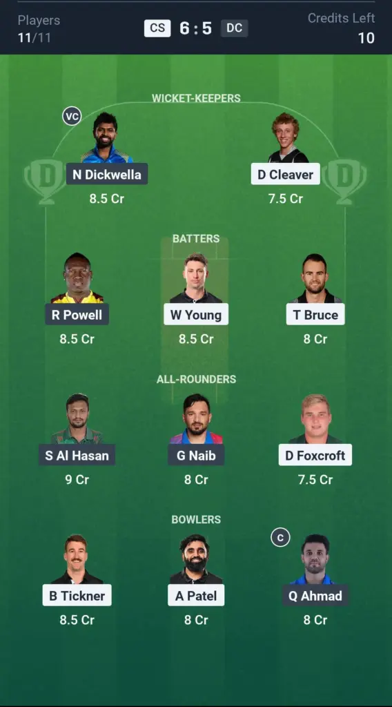 CS vs DC Grand League Team