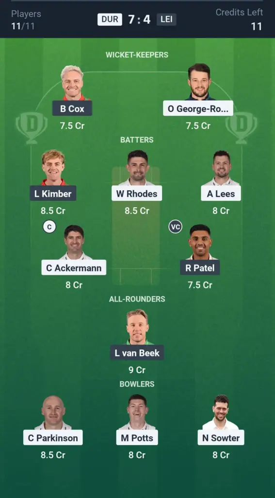 DUR vs LEI Grand League Team