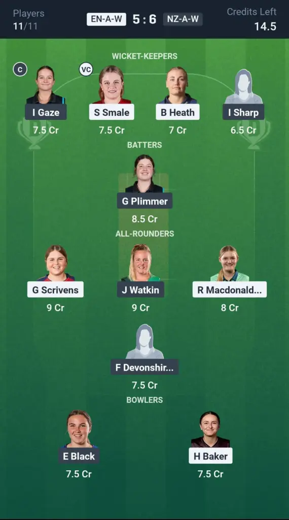 EN-A-W vs NZ-A-W Grand League Team
