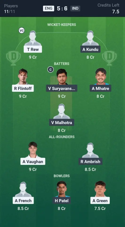ENG-U19 vs IND-U19 Small League Team